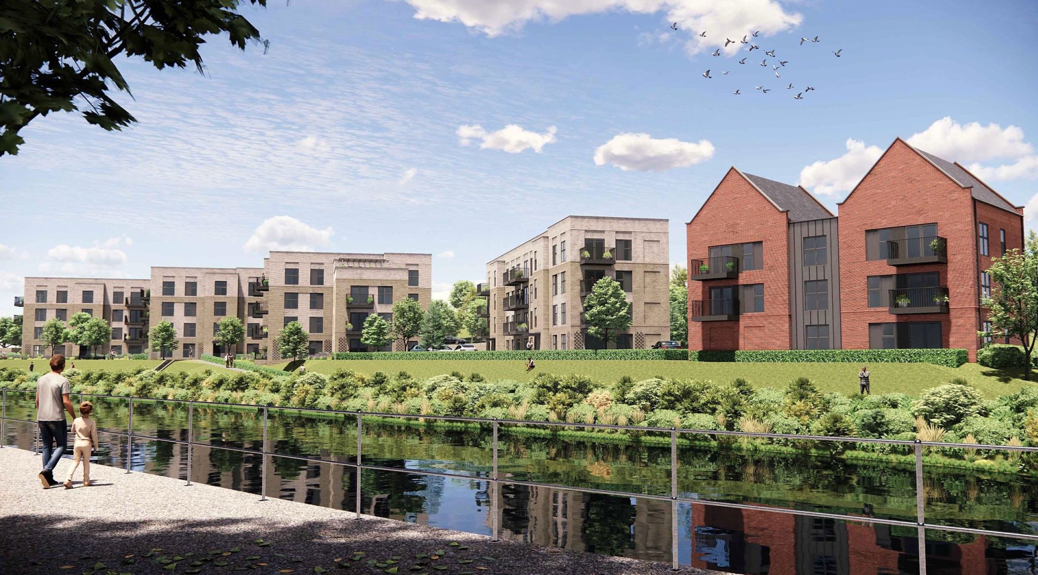 CGI render of St George affordable housing development, Bristol – street view