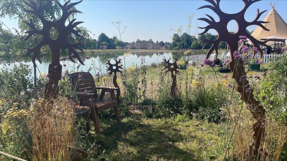 The MS Garden at RHS Badminton Flower Show, sponsored by Woodstock Homes